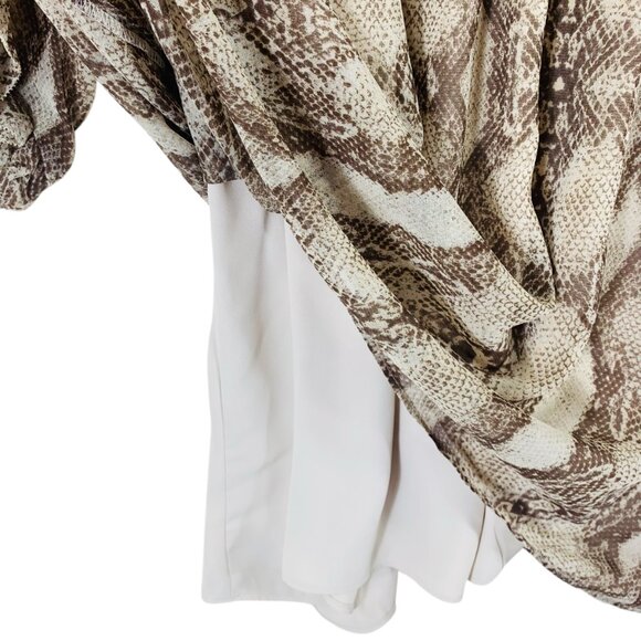 Long Sleeve Ruffle Dress snake print ruffle size xl White house black market - Picture 11 of 16